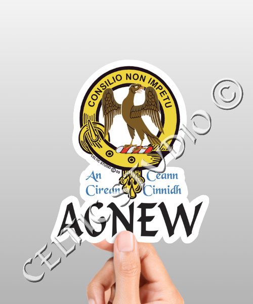 Custom Agnew Clan Crest Decal - Scottish Heritage Emblem Sticker for Car, Laptop, and Water Bottle