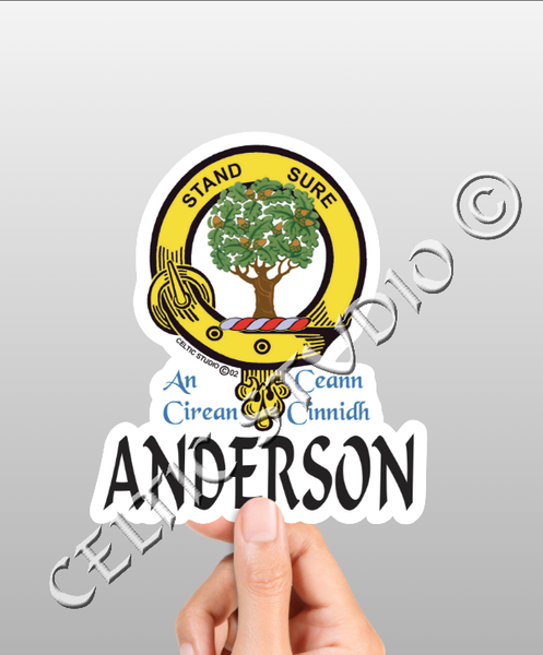 Custom Anderson Clan Crest Decal - Scottish Heritage Emblem Sticker for Car, Laptop, and Water Bottle