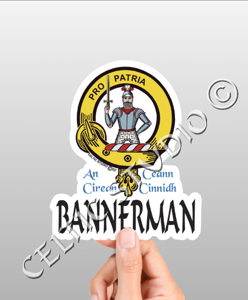 Vinyl  Bannerman Clan Badge Decal - Personalized Scottish Family Heritage Sticker