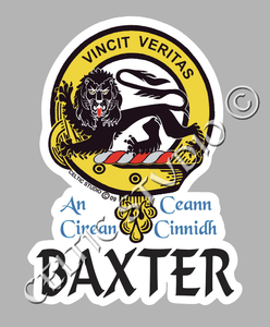 Custom Baxter Clan Crest Decal - Scottish Heritage Emblem Sticker for Car, Laptop, and Water Bottle