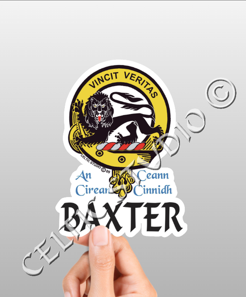 Vinyl  Baxter Clan Badge Decal - Personalized Scottish Family Heritage Sticker