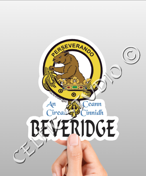 Vinyl  Beveridge Clan Badge Decal - Personalized Scottish Family Heritage Sticker