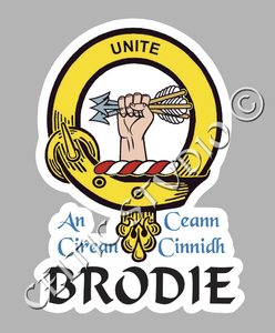 Custom Brodie Clan Crest Decal - Scottish Heritage Emblem Sticker for Car, Laptop, and Water Bottle