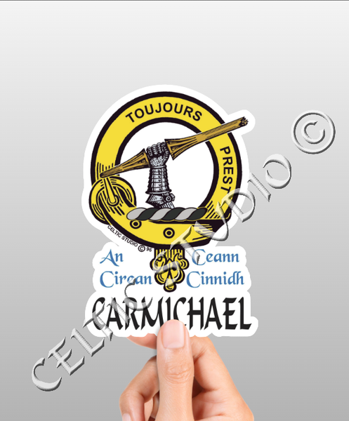 Vinyl  Carmichael Clan Badge Decal - Personalized Scottish Family Heritage Sticker