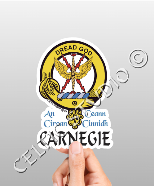 Vinyl  Carnegie Clan Badge Decal - Personalized Scottish Family Heritage Sticker