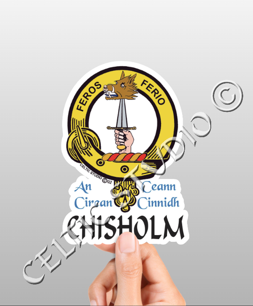 Vinyl  Chisholm Clan Badge Decal - Personalized Scottish Family Heritage Sticker