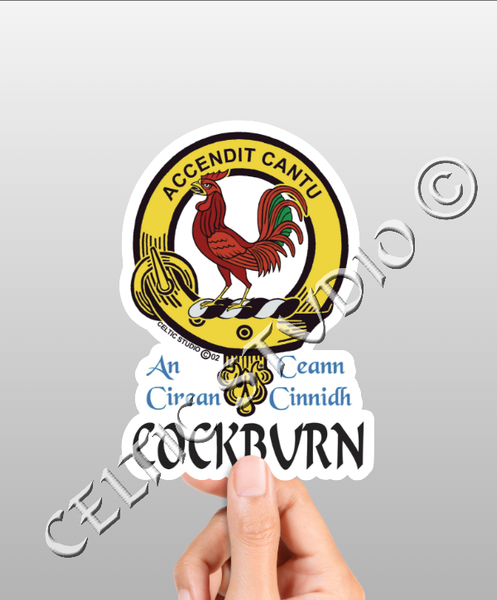 Vinyl  Cockburn Clan Badge Decal - Personalized Scottish Family Heritage Sticker