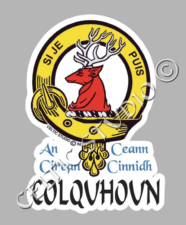 Custom Colquhoun Clan Crest Decal - Scottish Heritage Emblem Sticker for Car, Laptop, and Water Bottle