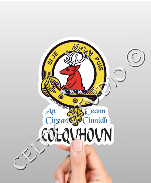 Vinyl  Colquhoun Clan Badge Decal - Personalized Scottish Family Heritage Sticker