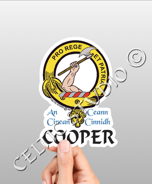 Vinyl  Cooper Clan Badge Decal - Personalized Scottish Family Heritage Sticker