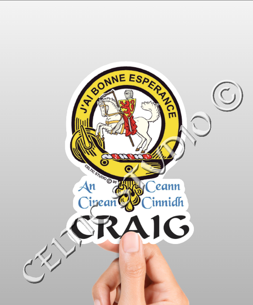 Vinyl  Craig Clan Badge Decal - Personalized Scottish Family Heritage Sticker