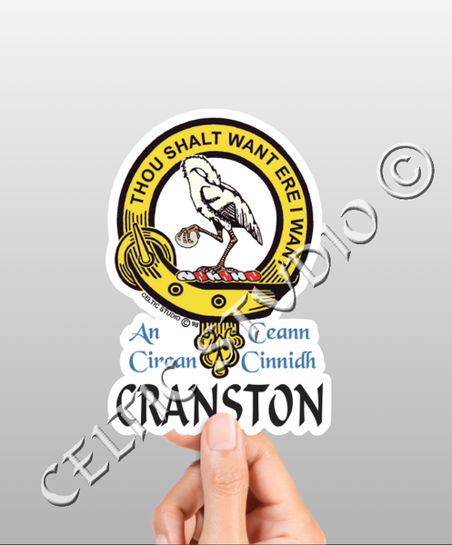 Vinyl  Cranston Clan Badge Decal - Personalized Scottish Family Heritage Sticker
