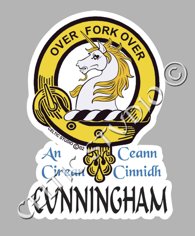 Custom Cunningham Clan Crest Decal - Scottish Heritage Emblem Sticker for Car, Laptop, and Water Bottle