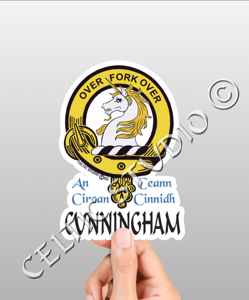 Vinyl  Cunningham Clan Badge Decal - Personalized Scottish Family Heritage Sticker