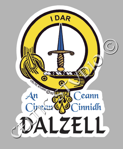 Custom Dalzell Clan Crest Decal - Scottish Heritage Emblem Sticker for Car, Laptop, and Water Bottle