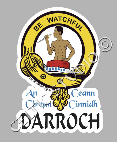 Custom Darroch Clan Crest Decal - Scottish Heritage Emblem Sticker for Car, Laptop, and Water Bottle