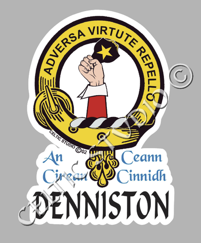 Custom Denniston Clan Crest Decal - Scottish Heritage Emblem Sticker for Car, Laptop, and Water Bottle