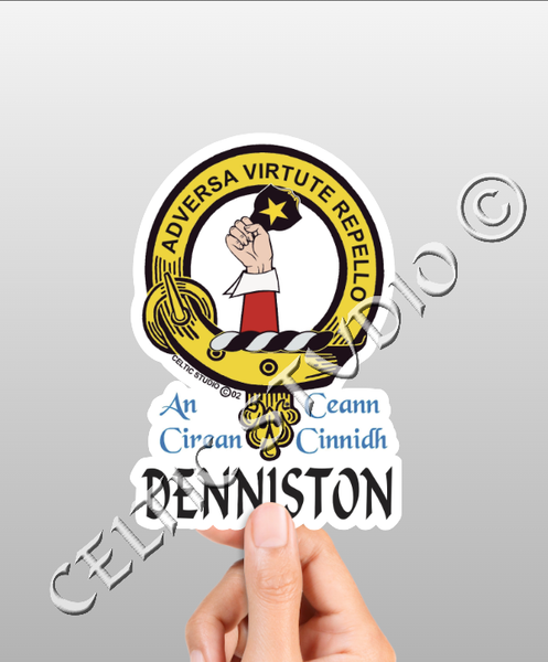 Vinyl  Denniston Clan Badge Decal - Personalized Scottish Family Heritage Sticker