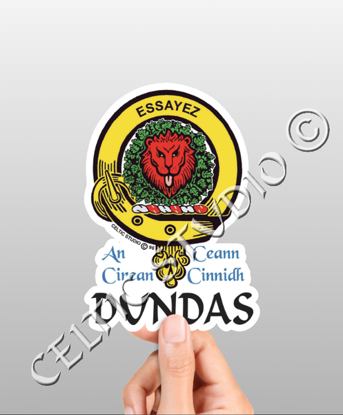Vinyl  Dundas Clan Badge Decal - Personalized Scottish Family Heritage Sticker