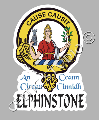 Custom Elphinstone Clan Crest Decal - Scottish Heritage Emblem Sticker for Car, Laptop, and Water Bottle