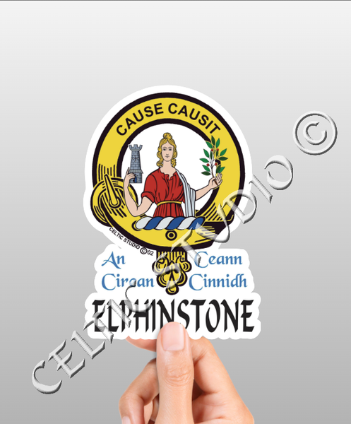 Vinyl  Elphinstone Clan Badge Decal - Personalized Scottish Family Heritage Sticker