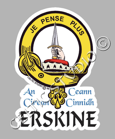 Custom Erskine Clan Crest Decal - Scottish Heritage Emblem Sticker for Car, Laptop, and Water Bottle