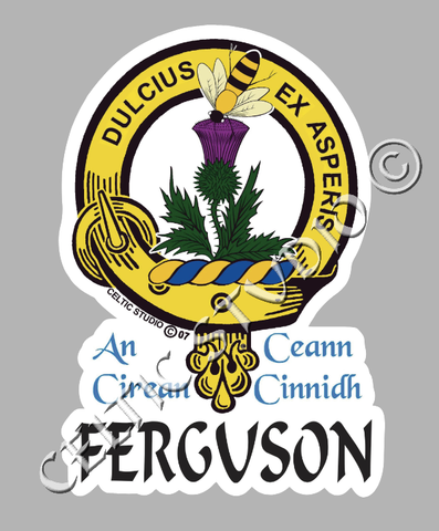 Custom Ferguson Clan Crest Decal - Scottish Heritage Emblem Sticker for Car, Laptop, and Water Bottle
