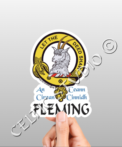 Vinyl  Fleming Clan Badge Decal - Personalized Scottish Family Heritage Sticker