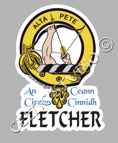 Custom Fletcher Clan Crest Decal - Scottish Heritage Emblem Sticker for Car, Laptop, and Water Bottle