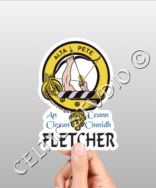 Vinyl  Fletcher Clan Badge Decal - Personalized Scottish Family Heritage Sticker