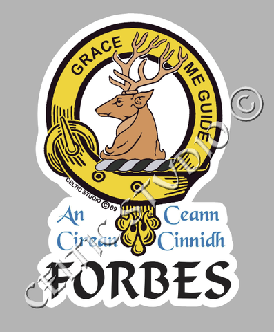 Custom Forbes Clan Crest Decal - Scottish Heritage Emblem Sticker for Car, Laptop, and Water Bottle