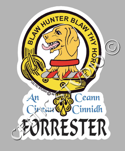 Custom Forrester Clan Crest Decal - Scottish Heritage Emblem Sticker for Car, Laptop, and Water Bottle