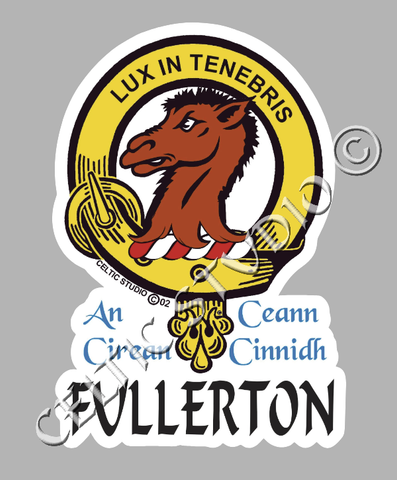 Custom Fullerton Clan Crest Decal - Scottish Heritage Emblem Sticker for Car, Laptop, and Water Bottle