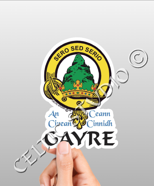 Vinyl  Gayre Clan Badge Decal - Personalized Scottish Family Heritage Sticker