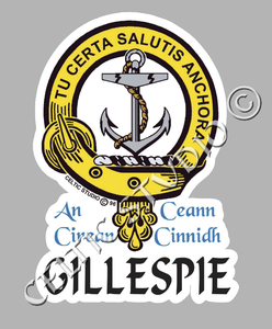 Custom Gillespie Clan Crest Decal - Scottish Heritage Emblem Sticker for Car, Laptop, and Water Bottle