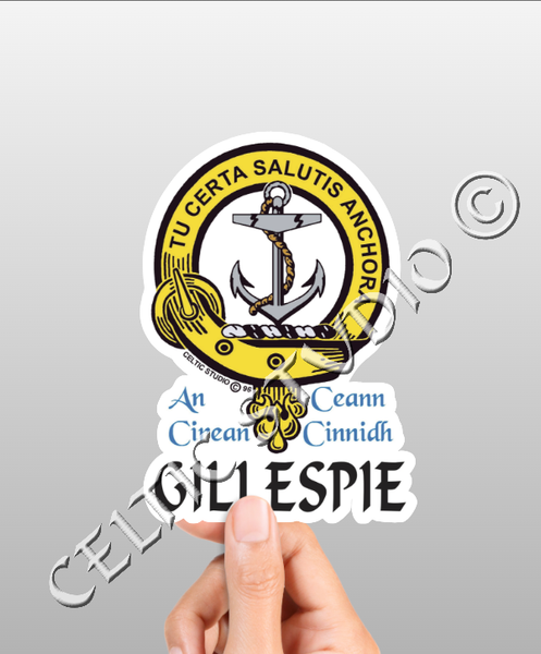 Vinyl  Gillespie Clan Badge Decal - Personalized Scottish Family Heritage Sticker