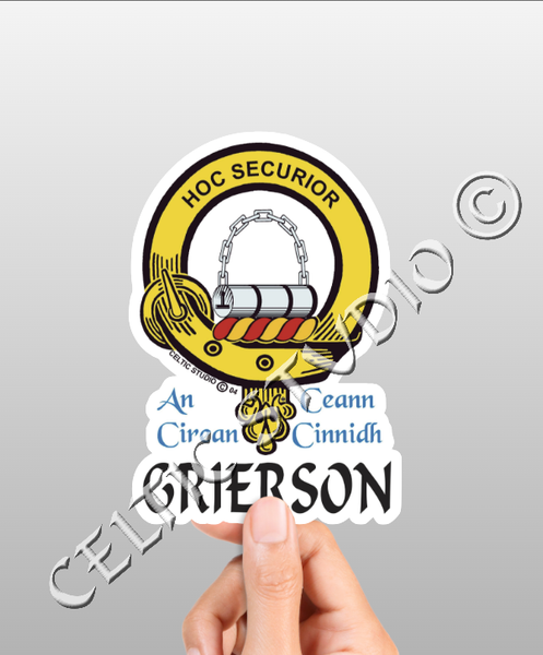 Vinyl  Grierson Clan Badge Decal - Personalized Scottish Family Heritage Sticker