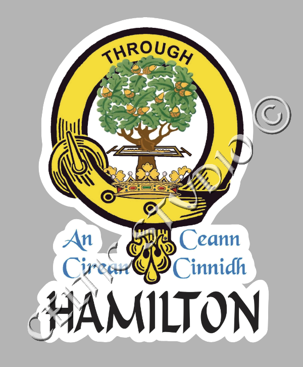 Custom Hamilton Clan Crest Decal - Scottish Heritage Emblem Sticker for Car, Laptop, and Water Bottle