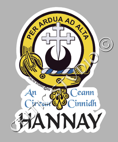 Custom Hannay Clan Crest Decal - Scottish Heritage Emblem Sticker for Car, Laptop, and Water Bottle