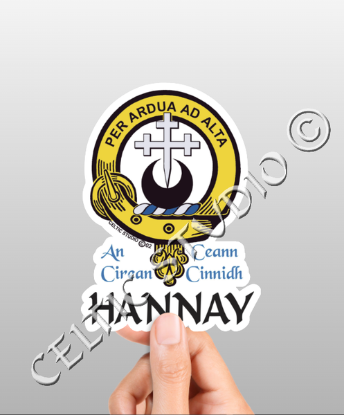 Vinyl  Hannay Clan Badge Decal - Personalized Scottish Family Heritage Sticker