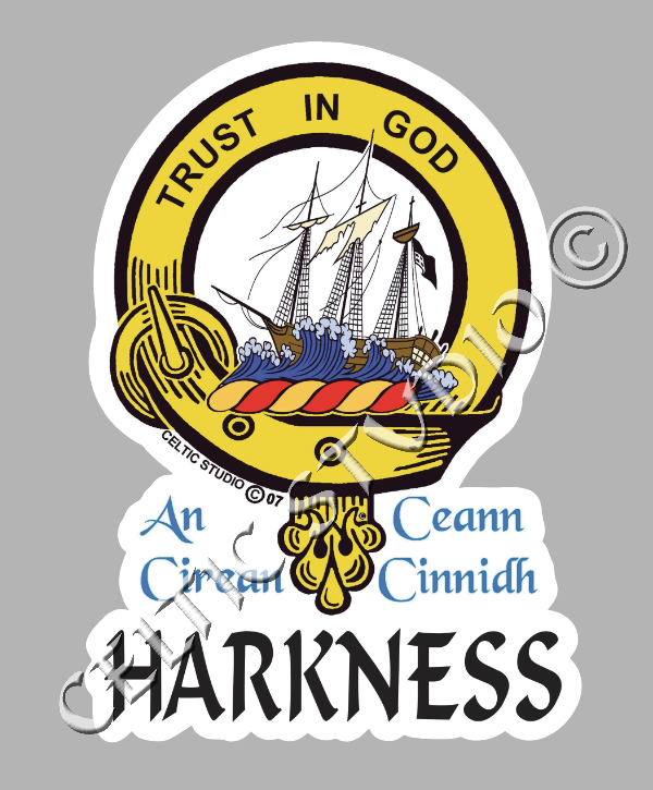 Custom Harkness Clan Crest Decal - Scottish Heritage Emblem Sticker for Car, Laptop, and Water Bottle