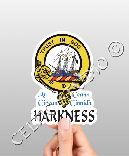 Vinyl  Harkness Clan Badge Decal - Personalized Scottish Family Heritage Sticker