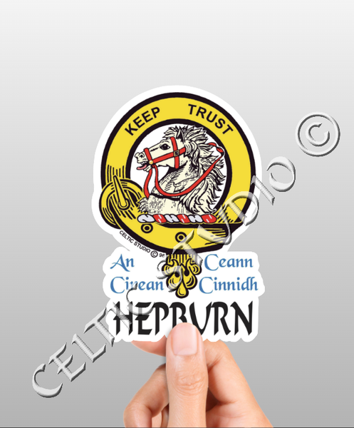 Vinyl  Hepburn Clan Badge Decal - Personalized Scottish Family Heritage Sticker