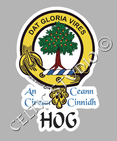 Custom Hog Clan Crest Decal - Scottish Heritage Emblem Sticker for Car, Laptop, and Water Bottle