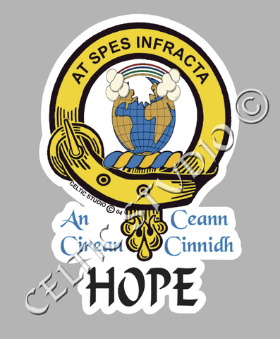 Custom Hope Clan Crest Decal - Scottish Heritage Emblem Sticker for Car, Laptop, and Water Bottle