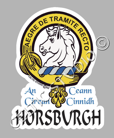 Custom Horsburgh Clan Crest Decal - Scottish Heritage Emblem Sticker for Car, Laptop, and Water Bottle