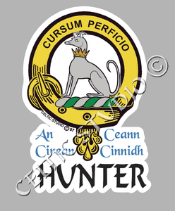 Custom Hunter Clan Crest Decal - Scottish Heritage Emblem Sticker for Car, Laptop, and Water Bottle