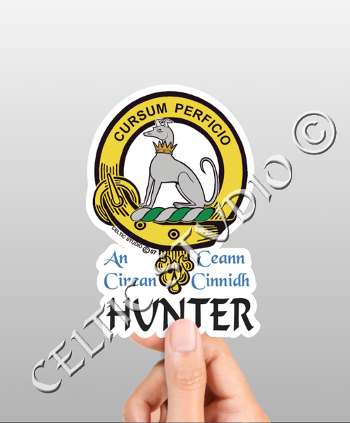 Vinyl  Hunter Clan Badge Decal - Personalized Scottish Family Heritage Sticker