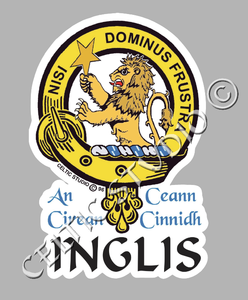 Custom Inglis Clan Crest Decal - Scottish Heritage Emblem Sticker for Car, Laptop, and Water Bottle