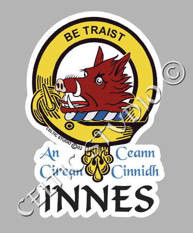 Custom Innes Clan Crest Decal - Scottish Heritage Emblem Sticker for Car, Laptop, and Water Bottle